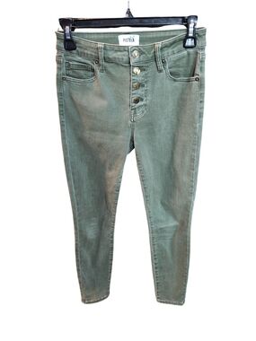 Pistola Womens Jeans Button Fly Olive Green High Rise Skinny Size 26